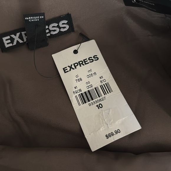 Express Tan Pleated Pencil Skirt Knee-Length - Picture 4 of 4